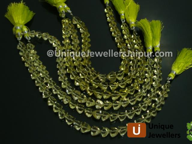 Lemon Quartz Faceted Trillion Beads